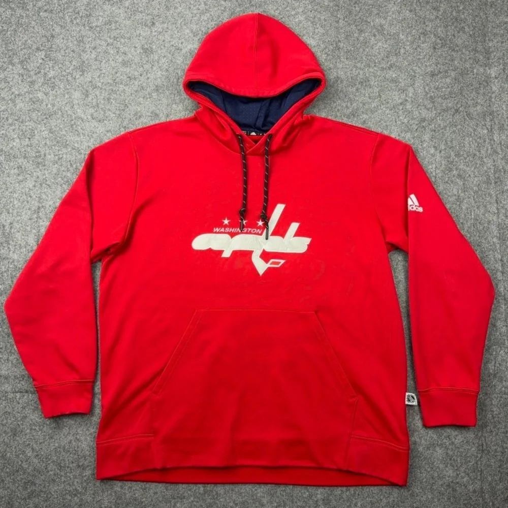 Washington Capitals Hoodie Mens XL Red Adidas NHL Hockey‎ Fleece Pullover